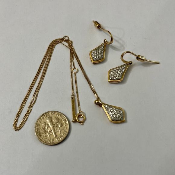 14k yellow gold earrings, pendant with chain - Picture 4 of 4